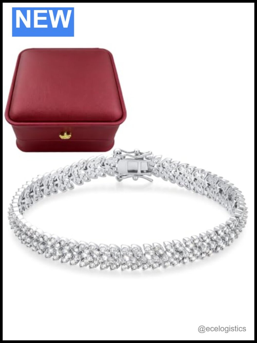 14K Gold Plated Tennis Bracelet Cubic Zirconia Box Clasp Wedding Jewelry